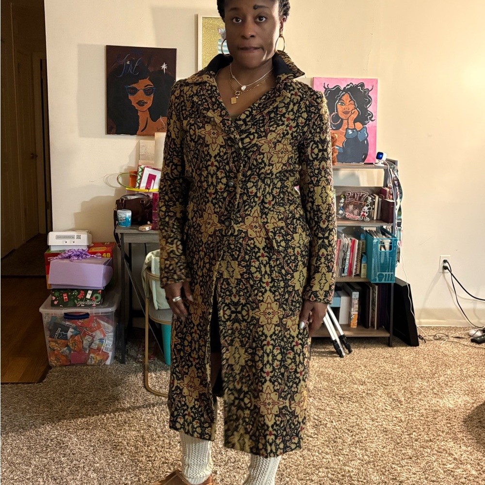 Free People Boho Tapestry Printed Long Coat | Oversized Festival Duster Jacket - Picture 5 of 10